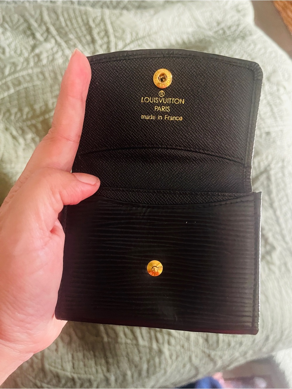 Black Textured Envelope Wallet | Snap Closure - Picture 6 of 6